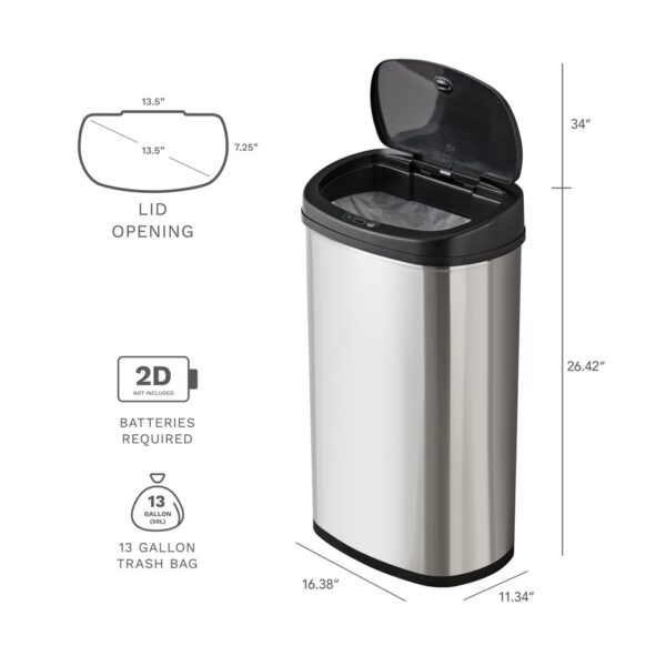 13.2 Gal /50 L Motion Sensor Kitchen Garbage Can, - Image 4