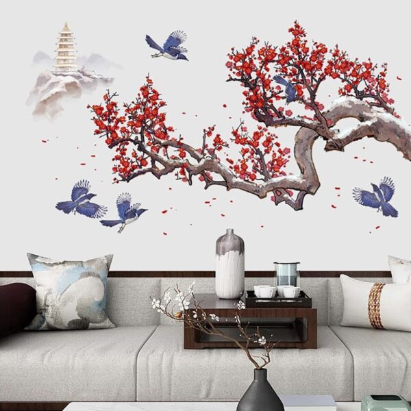 Bamboo Leaves Birds Wall Sticker Decals