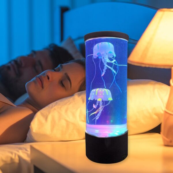 Jellyfish Water Tank Aquarium LED Lamp Color Changing Bedside Lava Night Light for Home Bedroom