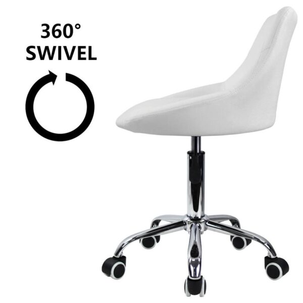 KKTONER Mid-Back Swivel Height Adjustable Computer Home Office Ergonomic Chair  (White) - Image 2