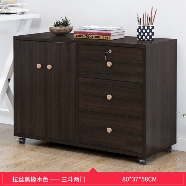 Wooden office file cabinet mobile floor low  storage data  activity  lock drawer - Image 7