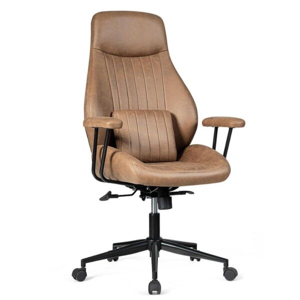 Ergonomic High Back Office Chair Adjustable Suede Fabric w/ Lumbar Support - Image 4