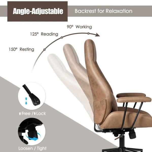 Ergonomic High Back Office Chair Adjustable Suede Fabric w/ Lumbar Support - Image 3