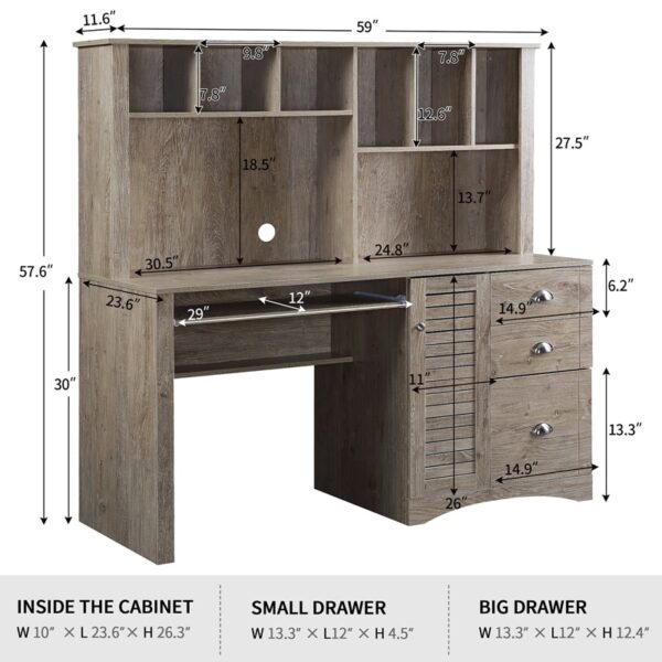 Home Office Computer Desk with Hutch - Image 6