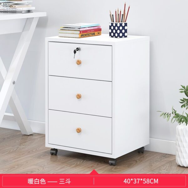 Wooden office file cabinet mobile floor low  storage data  activity  lock drawer - Image 4