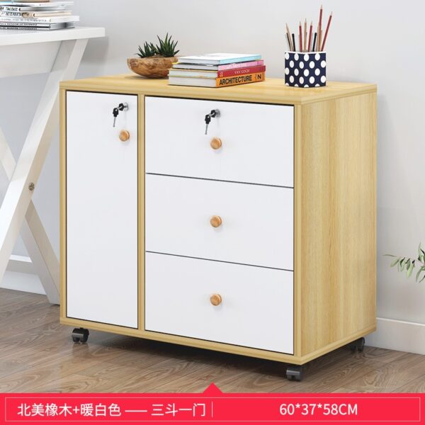 Wooden office file cabinet mobile floor low  storage data  activity  lock drawer - Image 17