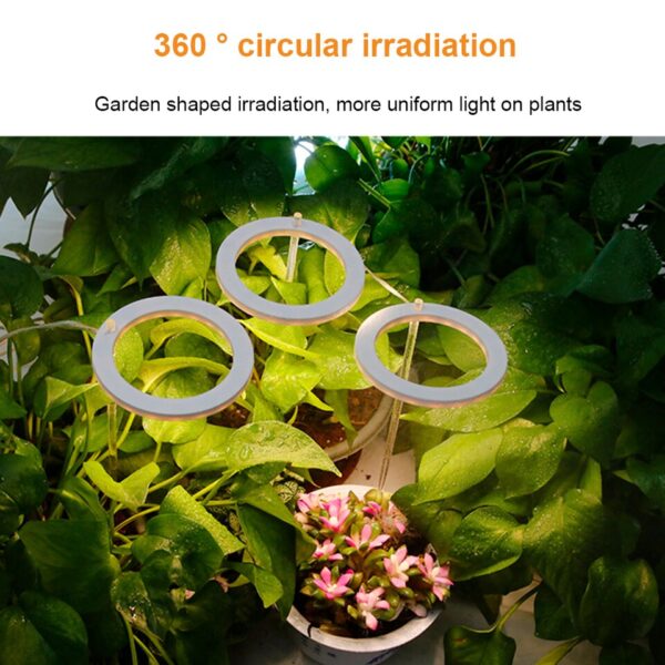 Angel Ring Plant Growth Light Sunlight Phytolamp USB Waterproof Nursery Lamp Indoor Plants Bonsai Flowers Seedlings Growth