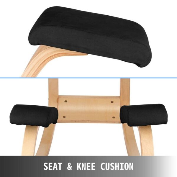 VEVOR Ergonomic Kneeling Chair W/ Thick Cushion Rocking Wood Kneel Stool Improve Posture Relieve - Image 4