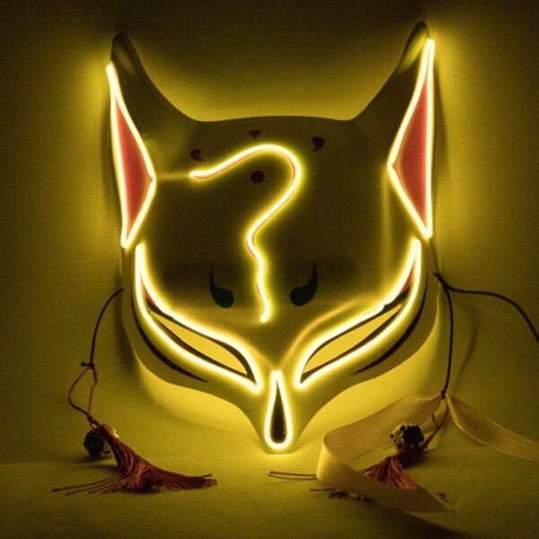 PVC Halloween Clubbing Lighted Kitsune Fox LED Mask DIY Costume - Image 6