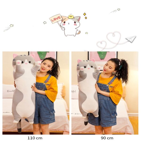 Lovely Plush Cat Doll Cute Cartoon Soft Stuffed Kitten Pillow Long Throw Sleeping Pillow Doll Toy Gift For Kids Girlfriend - Image 6