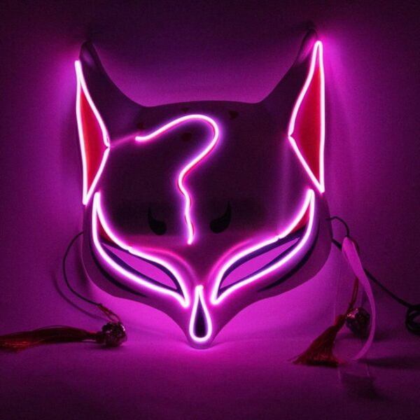 PVC Halloween Clubbing Lighted Kitsune Fox LED Mask DIY Costume - Image 8