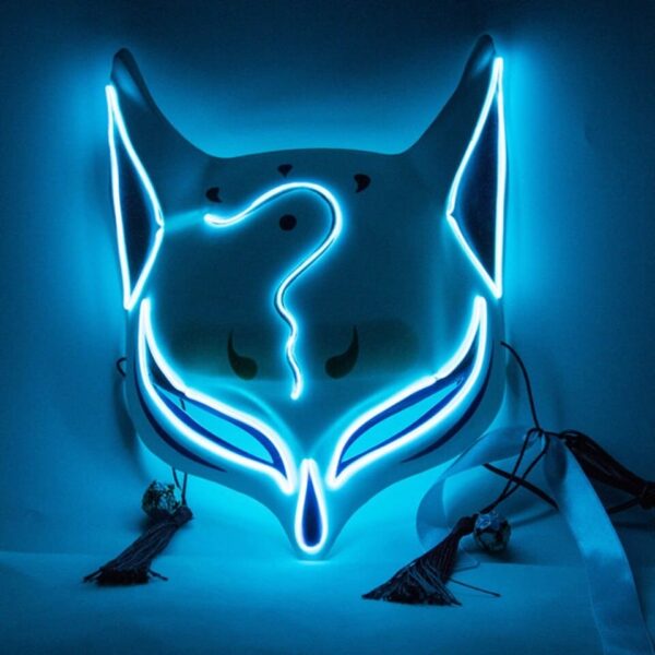 PVC Halloween Clubbing Lighted Kitsune Fox LED Mask DIY Costume - Image 5