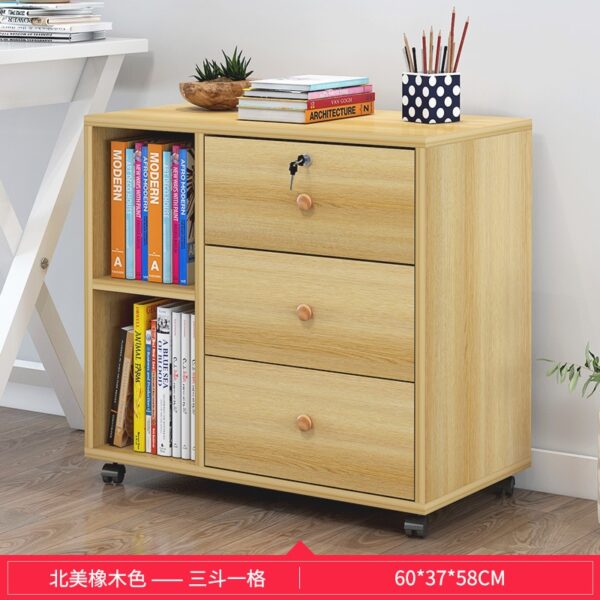 Wooden office file cabinet mobile floor low  storage data  activity  lock drawer - Image 21