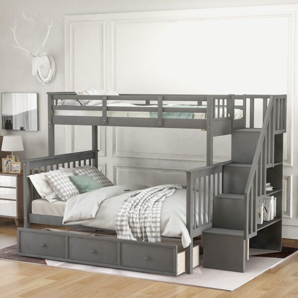 Twin-Over-Full Bunk Bed With Drawer Storage