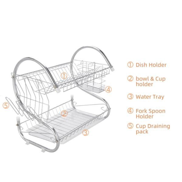 2 Tier S-Shaped Dish Drainer - Image 3