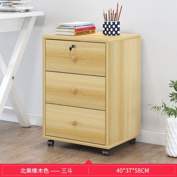 Wooden office file cabinet mobile floor low  storage data  activity  lock drawer - Image 6