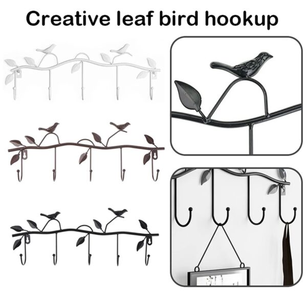 Birds Metal Wall Coat Rack and Hat Rack Multi-Function Mounted Hook Hangers For Livingroom Bedroom Decorative Hook Up - Image 3