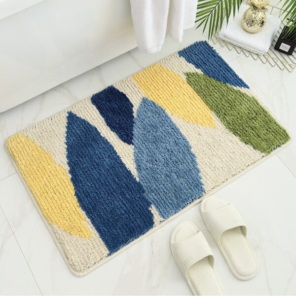 Green Leaves Flocking Bath Mat Non-slip Absorbent Microfiber - Image 14