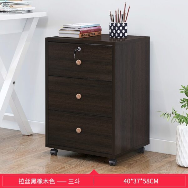 Wooden office file cabinet mobile floor low  storage data  activity  lock drawer - Image 2