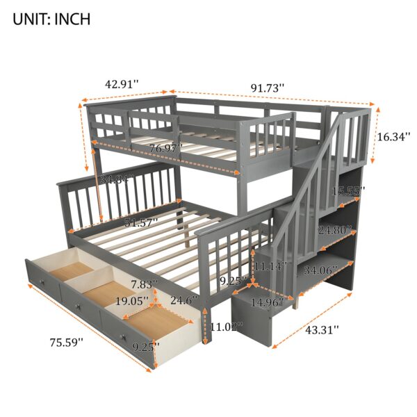 Twin-Over-Full Bunk Bed With Drawer Storage - Image 5