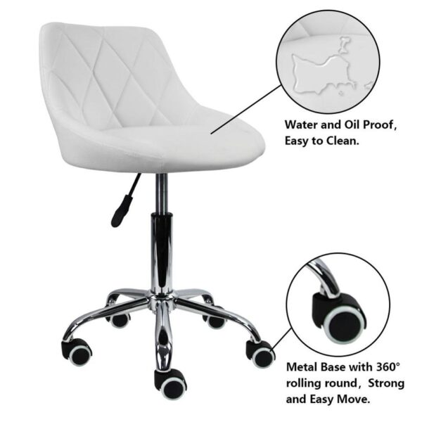 KKTONER Mid-Back Swivel Height Adjustable Computer Home Office Ergonomic Chair  (White) - Image 5