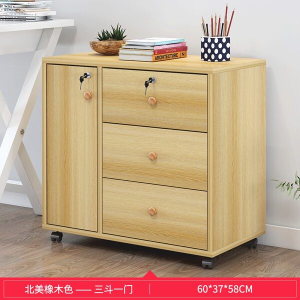 Wooden office file cabinet mobile floor low  storage data  activity  lock drawer - Image 20