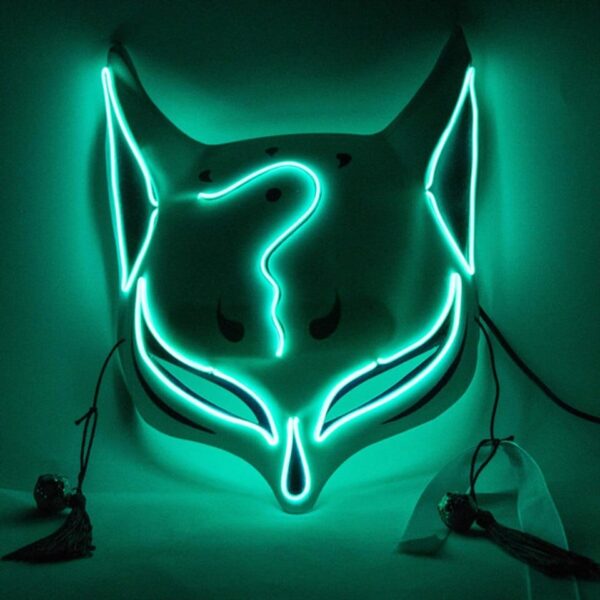 PVC Halloween Clubbing Lighted Kitsune Fox LED Mask DIY Costume - Image 11