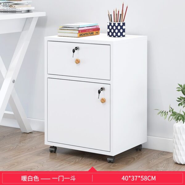 Wooden office file cabinet mobile floor low  storage data  activity  lock drawer - Image 3