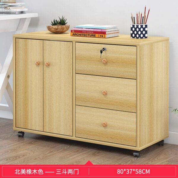 Wooden office file cabinet mobile floor low  storage data  activity  lock drawer - Image 16