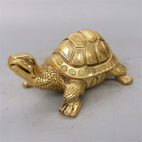 ERMAKOVA Brass Feng Shui Turtle Tortoise Statue Lucky Animal Sculpture - Image 3