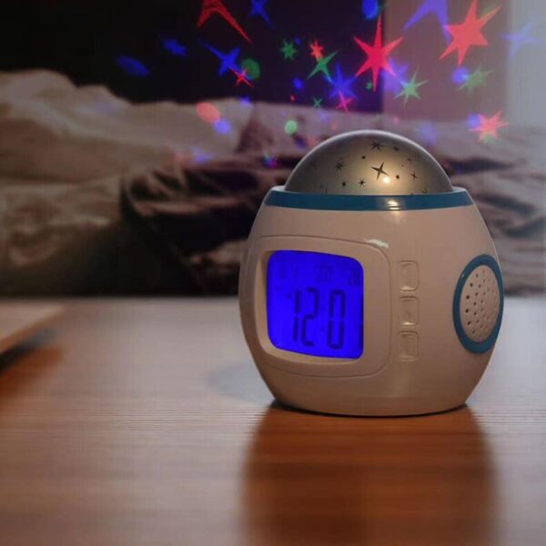 Led Alarm Clock Projection Night Light Calendar Music Starry Star Sky - Image 6