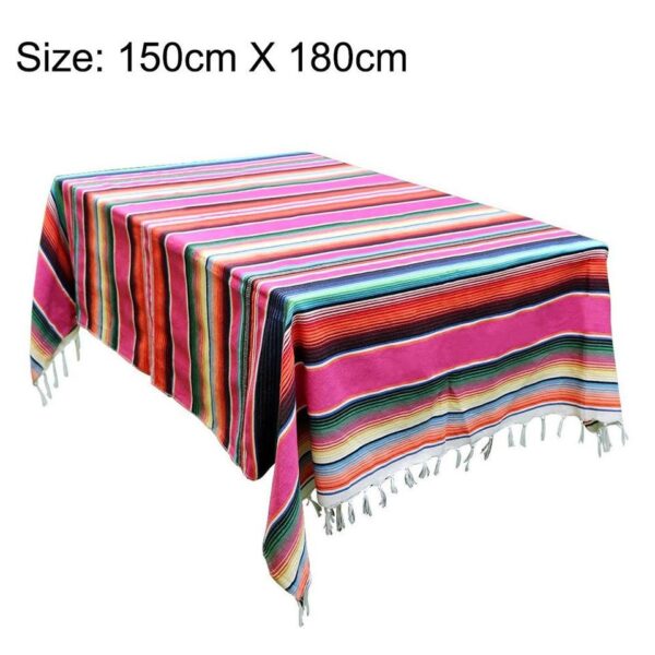 Ethnic Style Table Cloth Beach Blanket Cotton Mexican Indian Handmade Rainbow Blanket Home Tapestry Beach Picnic Mat - Image 3