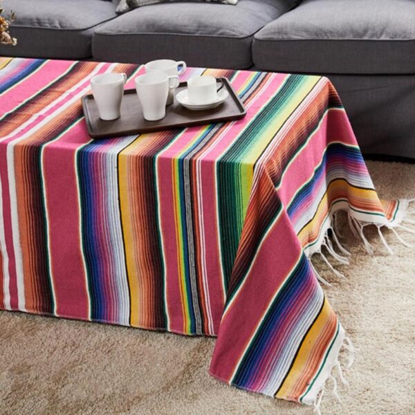 Ethnic Style Table Cloth Beach Blanket Cotton Mexican Indian Handmade Rainbow Blanket Home Tapestry Beach Picnic Mat - Image 8