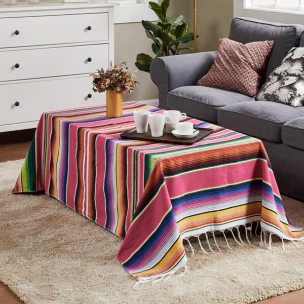 Ethnic Style Table Cloth Beach Blanket Cotton Mexican Indian Handmade Rainbow Blanket Home Tapestry Beach Picnic Mat - Image 4