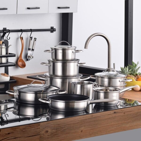 Stainless Steel 14-Piece Cookware Set - Image 4