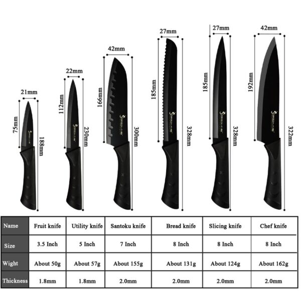 Sowoll 8'' Knife Holder Stainless Steel 8pcs Kitchen Cooking Knife Set Chef Slicing Bread Santoku Utility Paring Knife Sharpener - Image 6