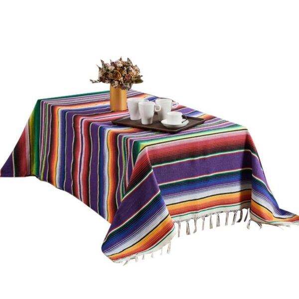 Ethnic Style Table Cloth Beach Blanket Cotton Mexican Indian Handmade Rainbow Blanket Home Tapestry Beach Picnic Mat - Image 9