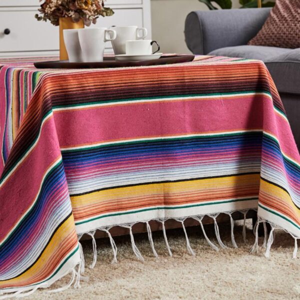 Ethnic Style Table Cloth Beach Blanket Cotton Mexican Indian Handmade Rainbow Blanket Home Tapestry Beach Picnic Mat - Image 6