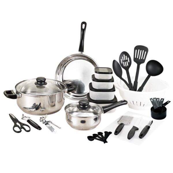 35 Pieces Stainless steel Cooking Pots With Double Side Frying Pan Hot Pot And Pans Cookware Set - Image 4