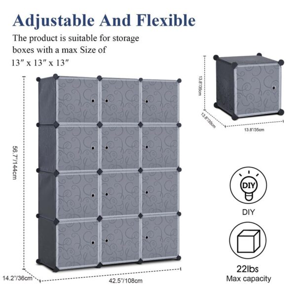 36x36CM Cube Storage Organizer Wardrobe with Door 20 Cubes Portable Closet Armoire DIY Modular Cabinet Shelves[US-Stock] - Image 7