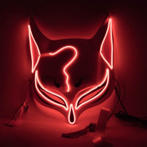 PVC Halloween Clubbing Lighted Kitsune Fox LED Mask DIY Costume - Image 10