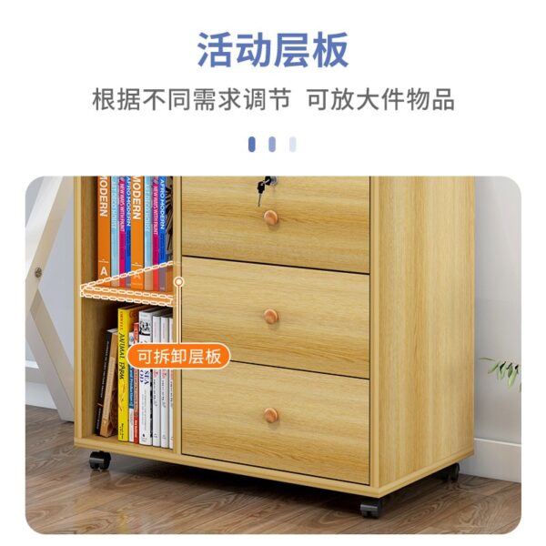 Wooden office file cabinet mobile floor low  storage data  activity  lock drawer - Image 18