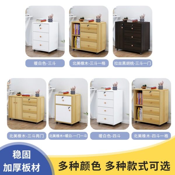 Wooden office file cabinet mobile floor low  storage data  activity  lock drawer - Image 11