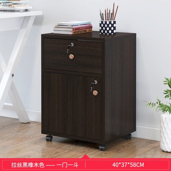 Wooden office file cabinet mobile floor low  storage data  activity  lock drawer - Image 15