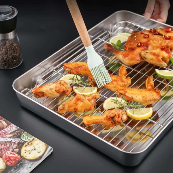 Stainless Steel Baking Tray with Removable Cooling Rack - Image 6