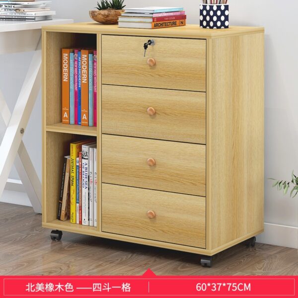 Wooden office file cabinet mobile floor low  storage data  activity  lock drawer - Image 14