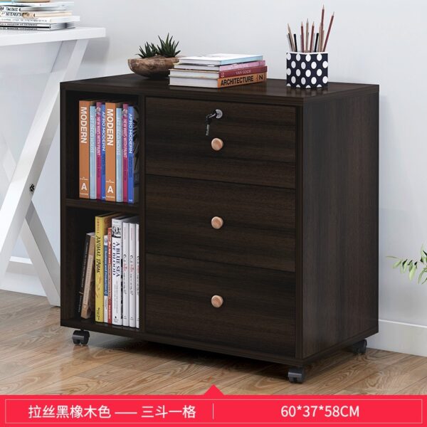 Wooden office file cabinet mobile floor low  storage data  activity  lock drawer - Image 10