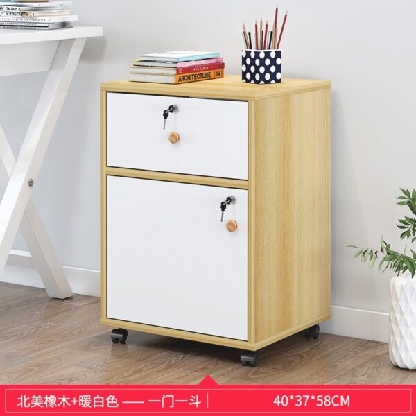 Wooden office file cabinet mobile floor low  storage data  activity  lock drawer - Image 13