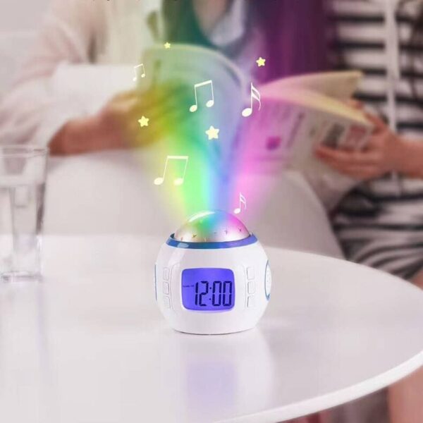 Led Alarm Clock Projection Night Light Calendar Music Starry Star Sky - Image 5