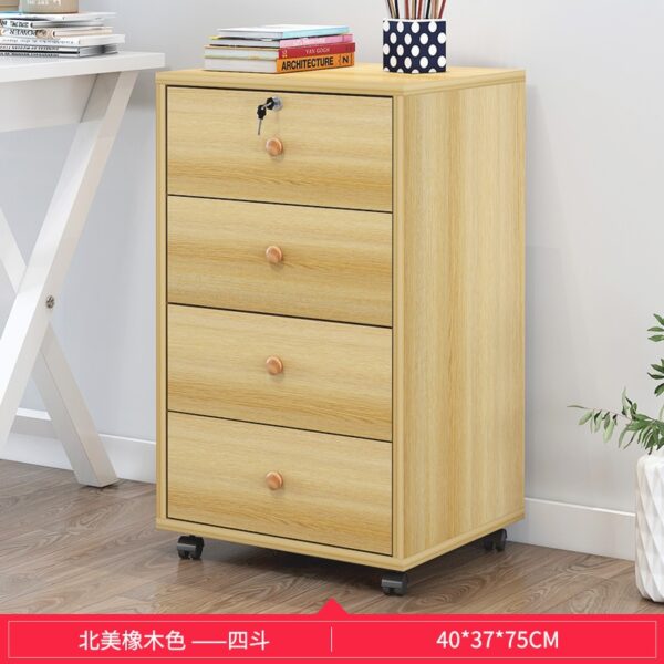 Wooden office file cabinet mobile floor low  storage data  activity  lock drawer - Image 5